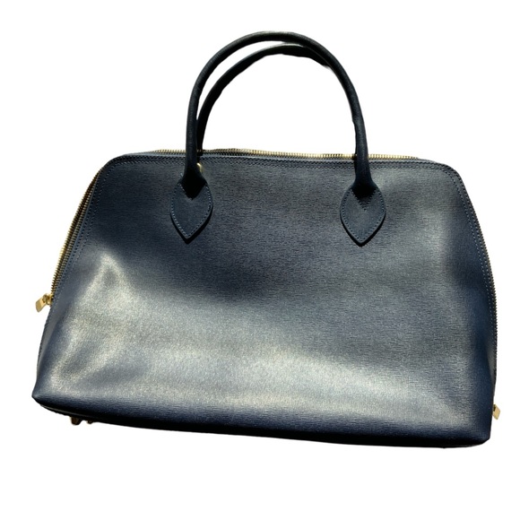 Borse in Pelle blue Italian leather zippered tote, 14 1/4”L, 10 1/2”H, 4… - Picture 2 of 4